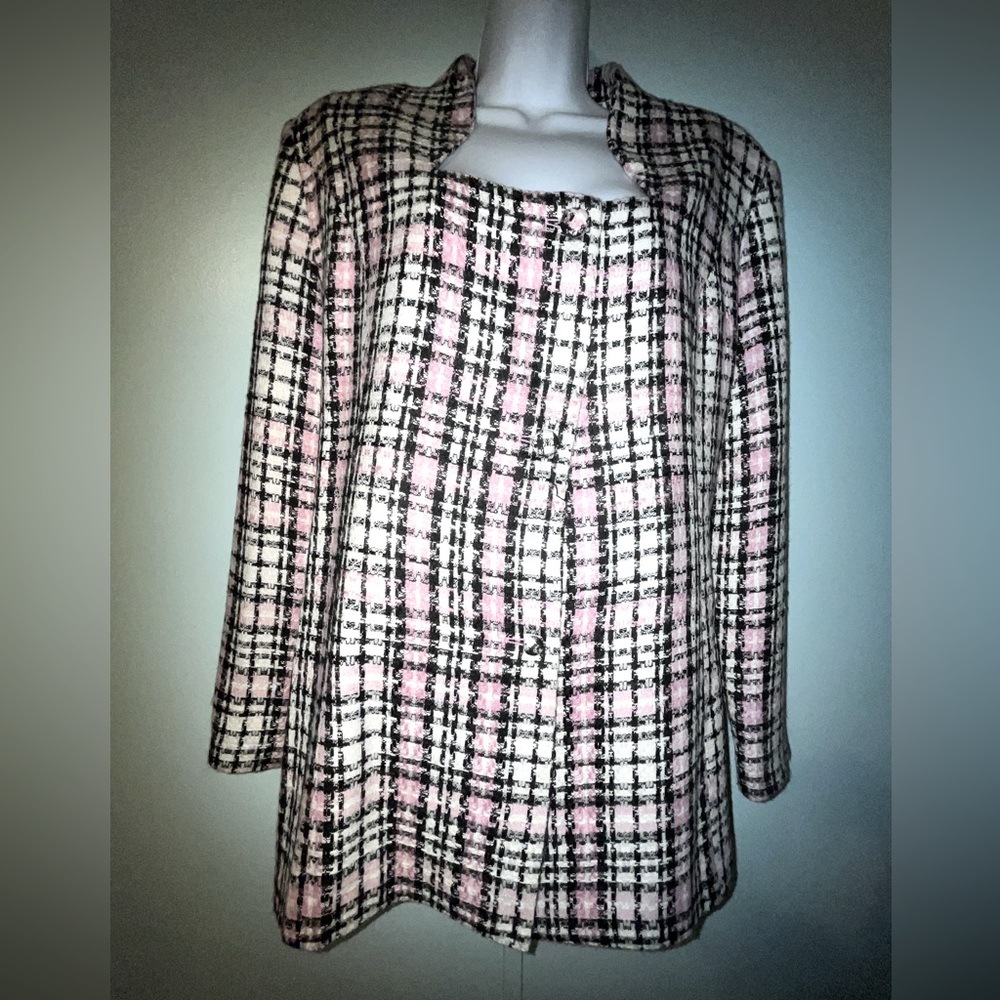 Terramina Jacket Size 12 Pink/Black/White‎  Shoulder Pads Button Down